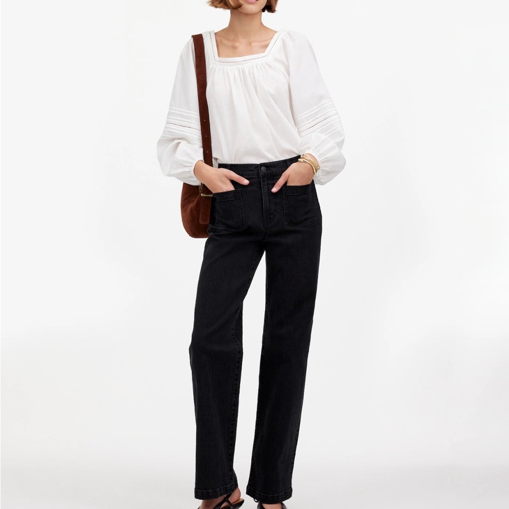 Madewell Emmett full length Classic Black Straight Leg Jeans High-Waisted